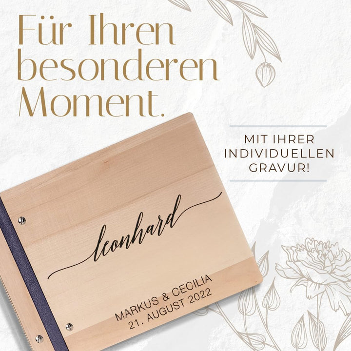 Hochzeitideal – Personalisierbares Gästebuch Hochzeit Leon E7 mit 40 Seiten I Hochzeit Gästebuch aus