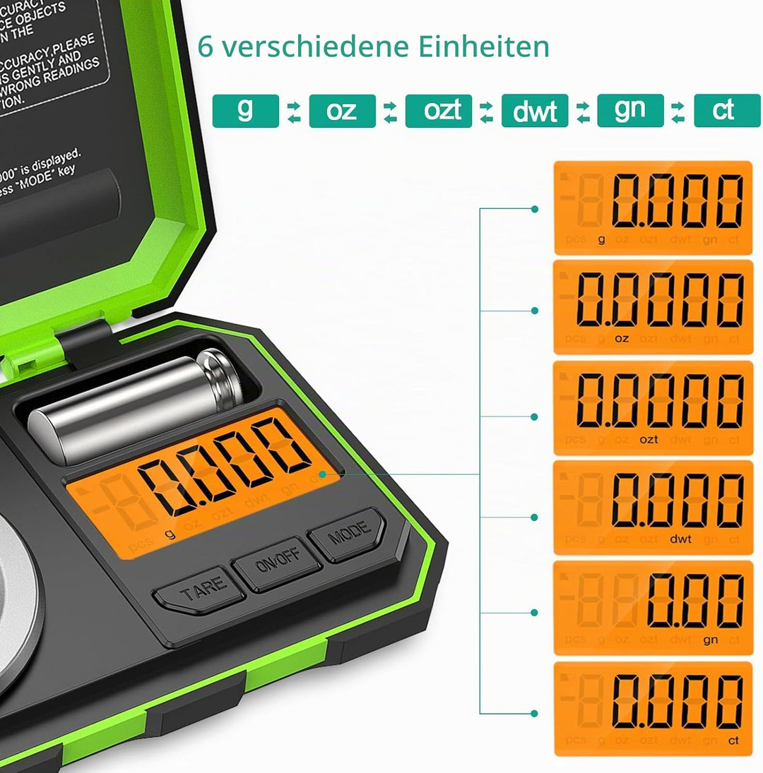 ORIA Digital Feinwaage, 50g/0,001g Milligramm Waage, Mini Taschenwaage mit 50g Kalibriergewichte &amp; P
