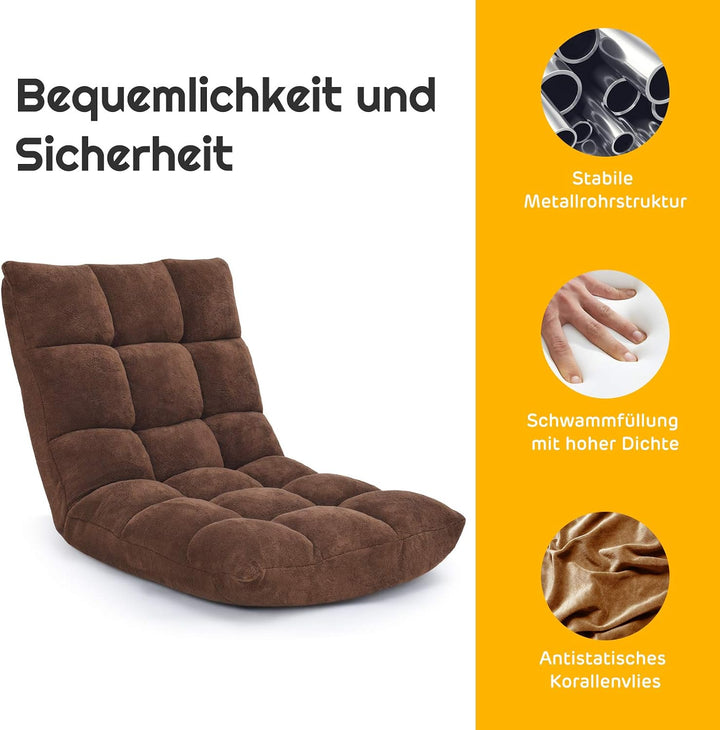 RELAX4LIFE Bodenstuhl Klappbar, Bodensessel mit Verstellbarer Rückenlehne &amp; Liegefunktion, Bodensitz