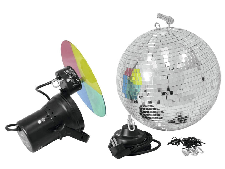 Eurolite Spiegelkugelset 30cm mit Pinspot | Set bestehend aus Motor, Spiegelkugel, Ketten, Pinspot