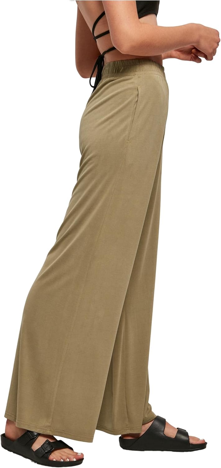Urban Classics Damen Ladies Modal Wide Leg Pants, Khaki