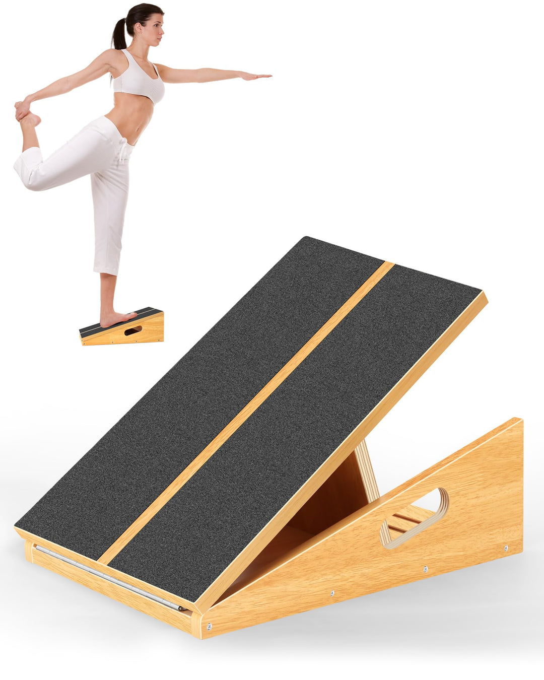 Schrägbrett aus Holz, verstellbares Neigungsbrett und Wadendehner, Stretch-Brett - extra seitliches