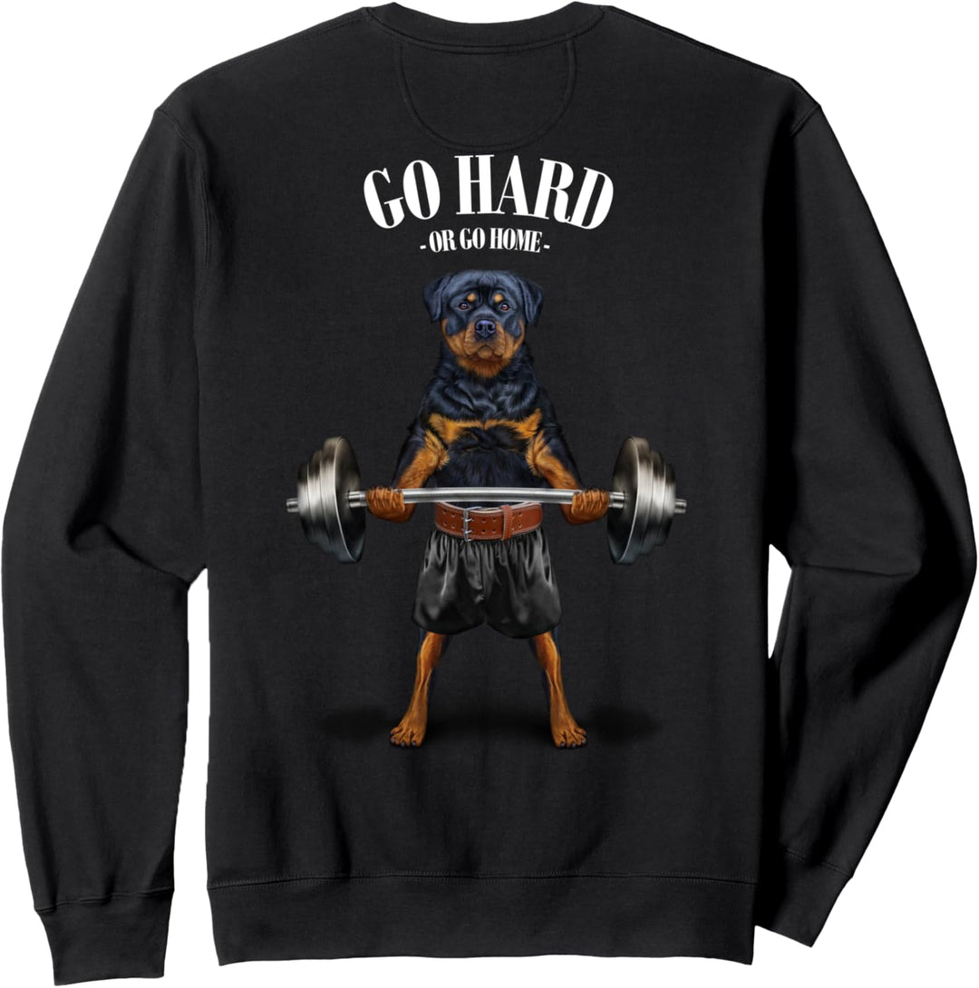 Rottweiler Hund Gewichtheben im Fitnessstudio Sweatshirt