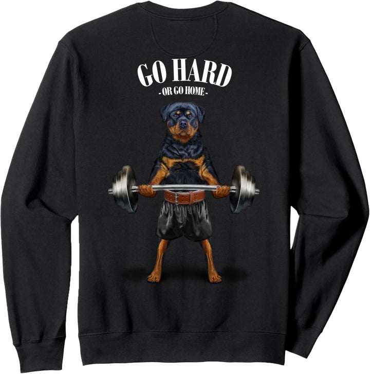 Rottweiler Hund Gewichtheben im Fitnessstudio Sweatshirt