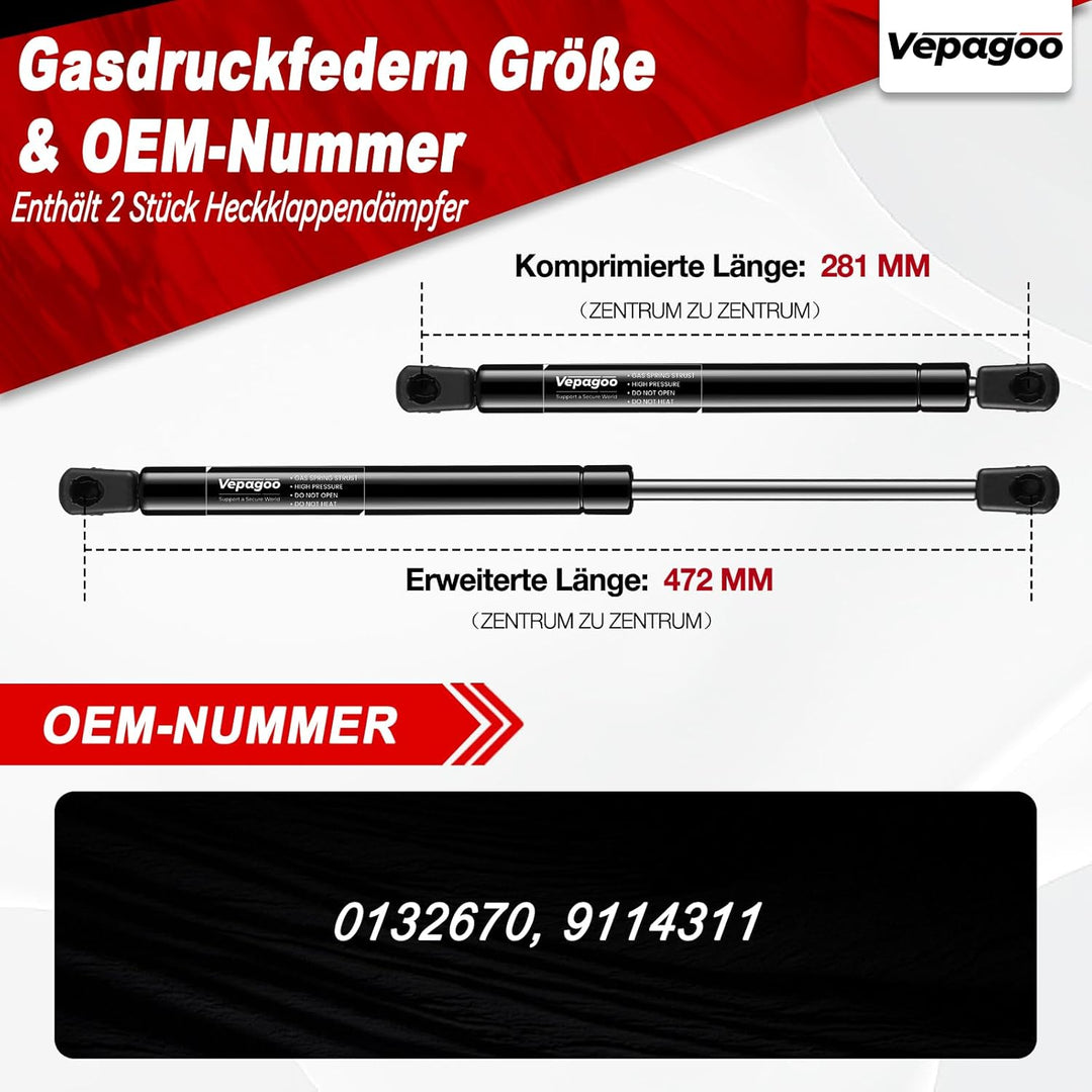 Vepagoo Heckklappendämpfer Gasdruckfedern für Opel Corsa C F08 F68 W5L 2000-2009 kofferraum dämpfer