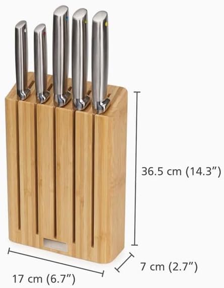 Joseph Joseph Elevate Küchenmesser 5-teilig. Set, Japanische Edelstahl Scharfe Messerset, mit Bambus