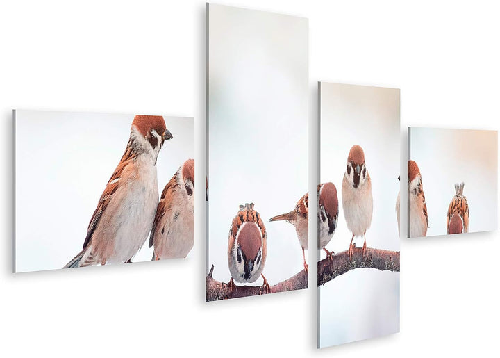 islandburner Bild auf Leinwand Spatzen Auf Einem Zweig Sitzend Panoramabild Bilder Wandbilder Poster