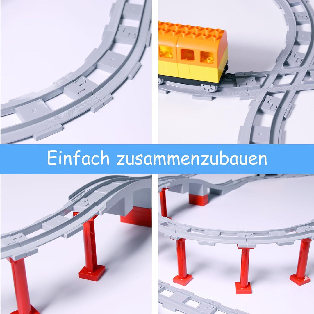 67PCS Bausteine Schienen Set, City Eisenbahn Schienen bestehend aus Cross, Track Gerade, Kurven Schi