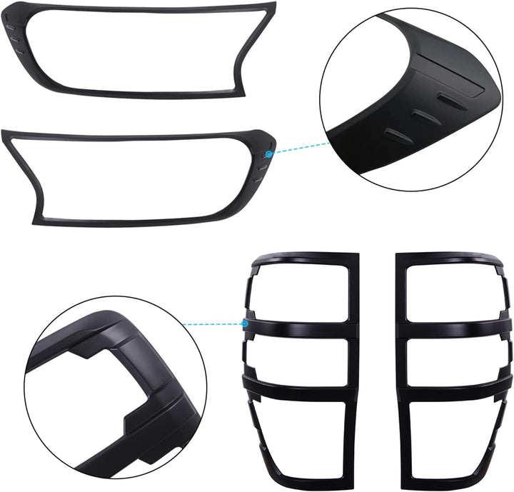 JHCHAN Scheinwerfer Rücklichtabdeckung für Ford Ranger Wildtrak Raptor T7 T8 2015-2022 XL XLT Limite