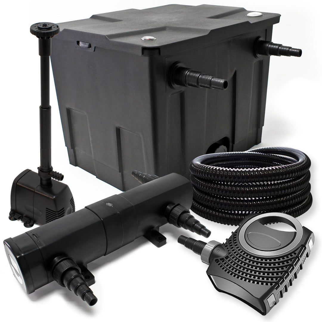 Wiltec Komplettset: CBF-350 Teichfilter bis 12000 L Teichfilteranlage, NEO10000 Teichpumpe 10000l/h