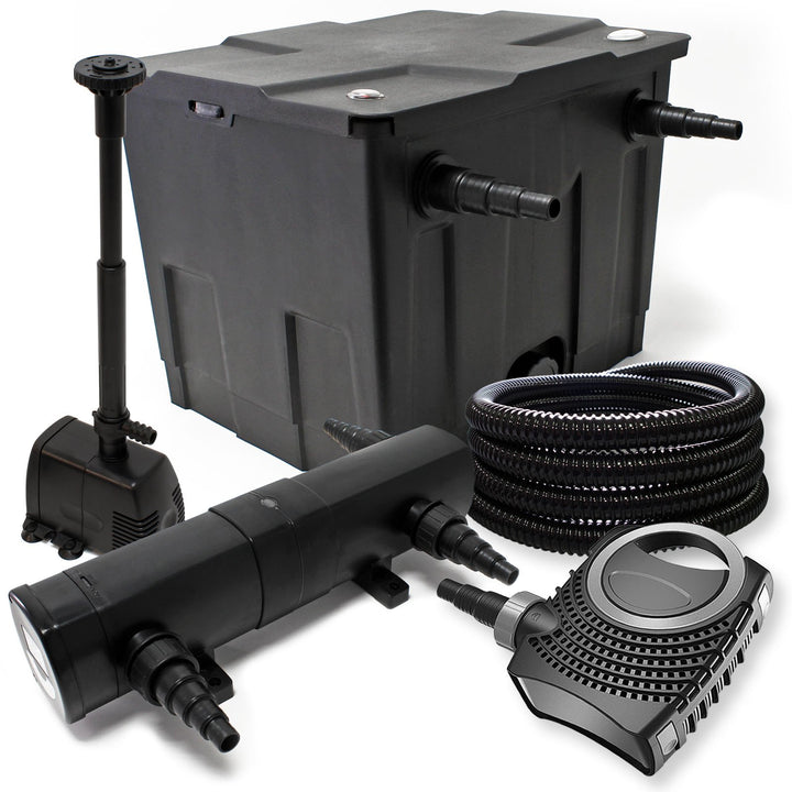 Wiltec Komplettset: CBF-350 Teichfilter bis 12000 L Teichfilteranlage, NEO10000 Teichpumpe 10000l/h