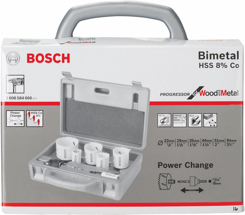 Bosch Accessories Bosch Professional 9 tlg. Lochsäge HSS BiM Progressor for Wood & Metal Set Elektri