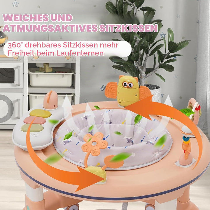 3IN1 Baby Lauflernwagen(Lauflernmodus,Spielecenter,Jumper), 5-stufige Höhenverstellung, Anti-O-Beine