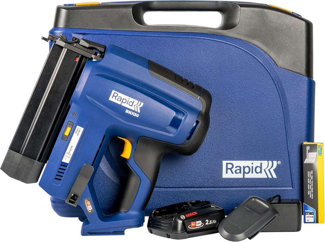 Rapid BNX50 18V P4A Akku-Nagler-Set, Kabelloser Akku-Nagler, verstellbare Einschlagtiefe, für Sockel