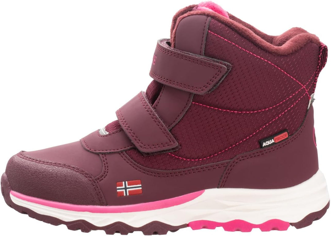 Trollkids wasserdichte Winterschuhe Wanderschuhe Hafjell, Burgunderrot Magenta
