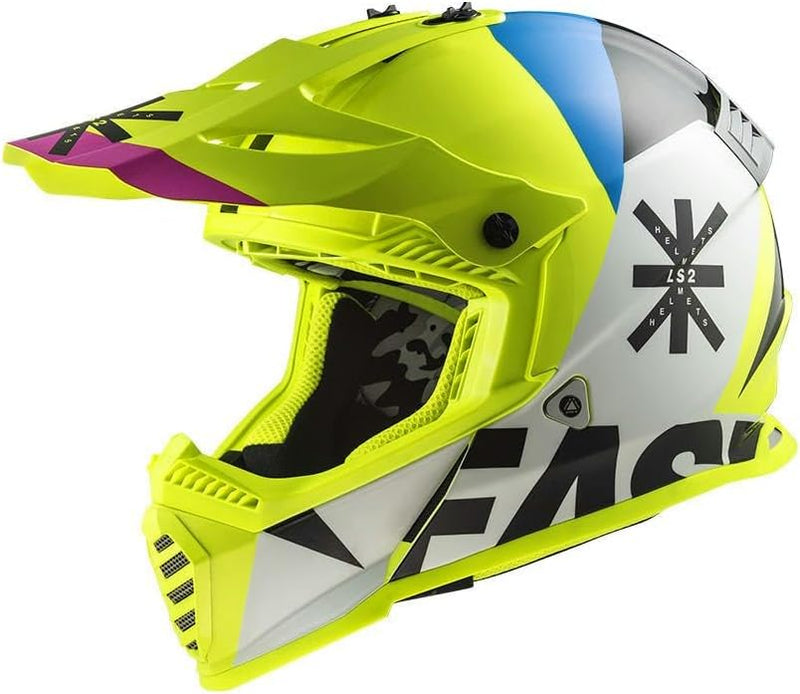 LS2 MX437 Fast Heavy Evo Motocross Helm, weiss/gelb/blau, XS (53/54) XS WHITE H-V YELLOW, XS WHITE H