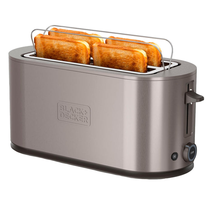 BLACK+DECKER - Extra Breiter Toaster 1500W | Schlitze 260x42 mm | 7 Bräunungsstufen | 6 Glimmer-Heiz