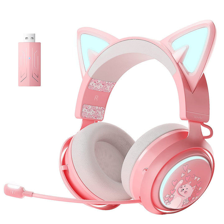 SOMIC Cat Ear Kopfhörer, 2.4GHz Wireless Gaming Headset für PS4/5, PC, Bluetooth Headset für Smartph