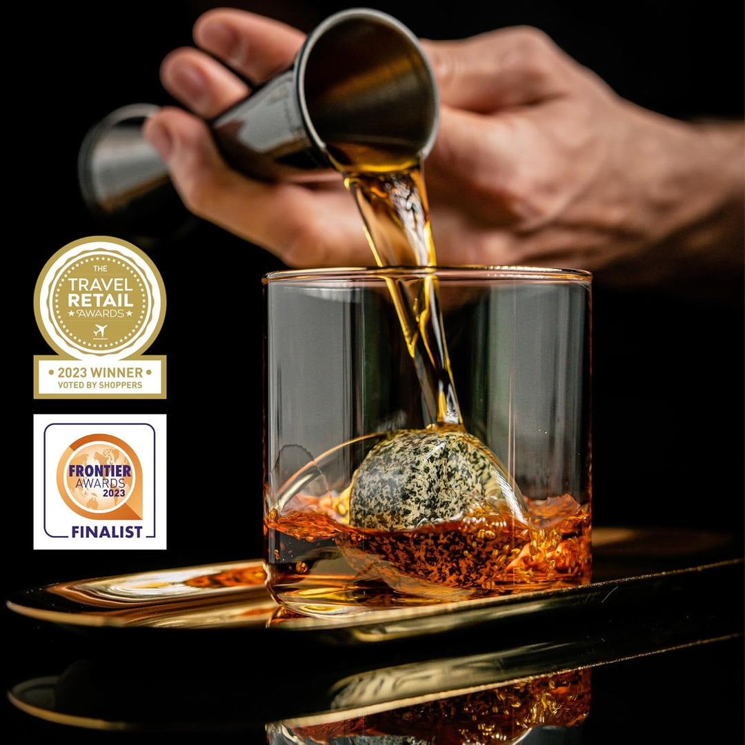 Whisky Steine Geschenkset mit Zigarrenschneider &amp; Zigarren Aschenbecher - 6 Handgefertigte Premium-G