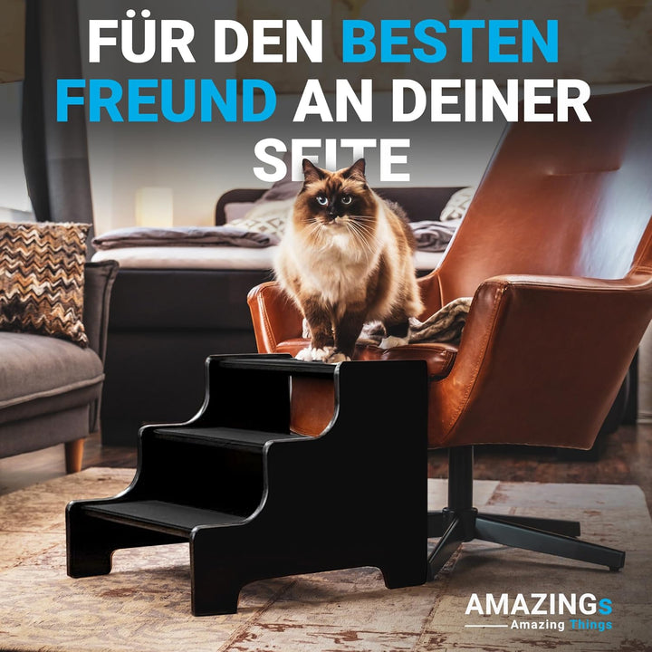 AMAZINGs Hundetreppe für kleine, mittlere und schwere Hunde, Katzen. 3 Stufen | Haustiertreppe, Jung
