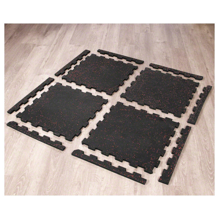 Sport-Tec Bodenschutzmatte, 4 Matten je 50x50 cm, Puzzlematte, Puzzle-Boden Rot/Schwarz, Rot/Schwarz