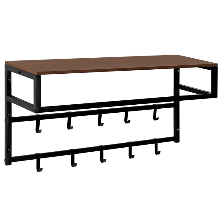eSituro Wandgarderobe mit Ablage, Kleiderständer Wand mit Kleiderstange 10 Haken, Garderobe Wandmont