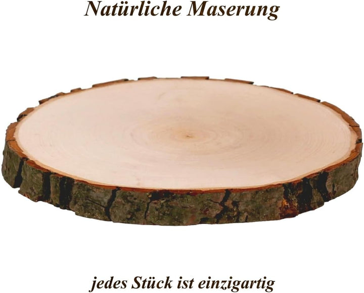 Rindenbrett rund Esche/Erle – natürliche Baumscheibe mit Rinde, Deko- & Servierbrett, ideal für Bran