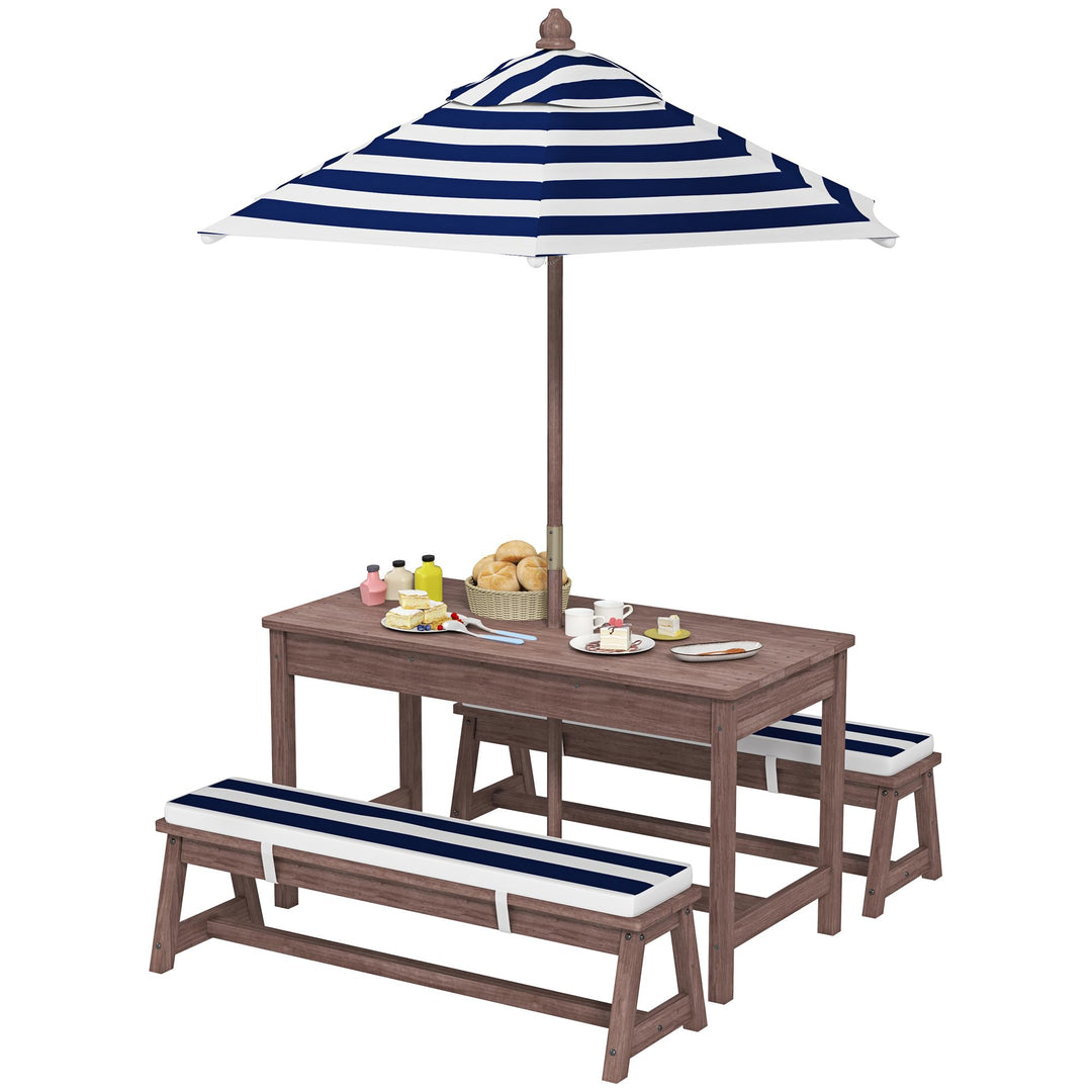 AIYAPLAY Gartenmöbel-Set für Kinder, Picknicktisch für Kinder, mit Bänken, Kissen und abnehmbarem So