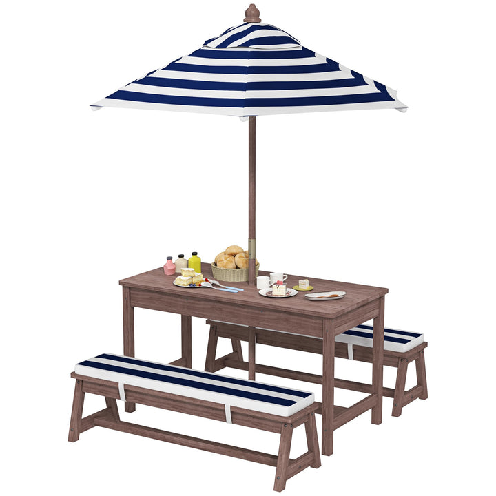 AIYAPLAY Gartenmöbel-Set für Kinder, Picknicktisch für Kinder, mit Bänken, Kissen und abnehmbarem So