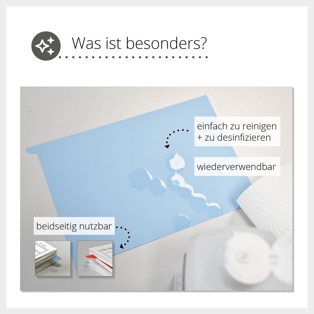 Signalkarten DIN A5 | 50 Stück | Trennkarten Kunststoff | Leitkarten zum Einlegen in Karteikarten Fa