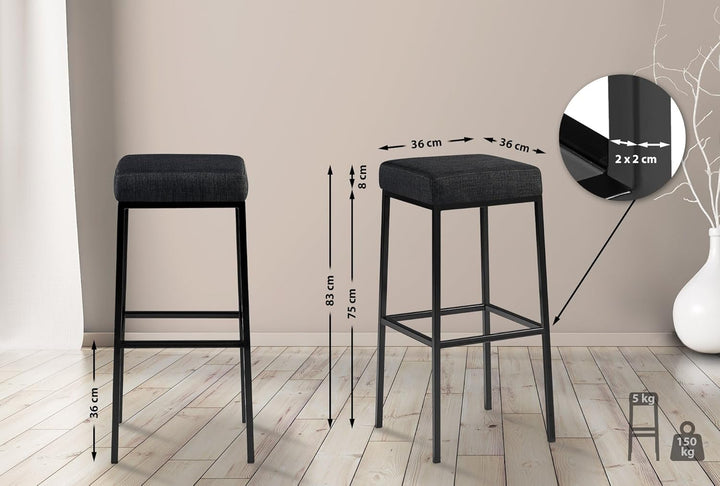 CLP Barhocker MONTREAL mit Stoffbezug I Tresenhocker mit einer Sitzhöhe von 85 cm I In verschiedenen
