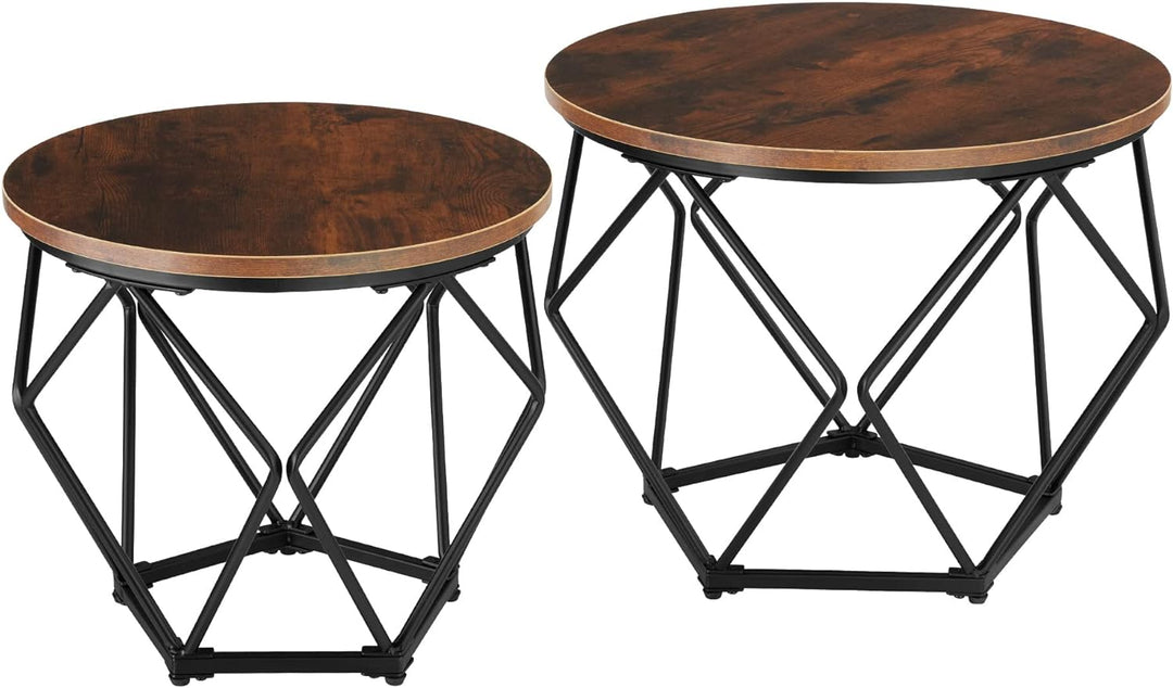 tectake Couchtisch 2er Set, Beistelltisch in Diamantform, Industrie-Design, für Wohnzimmer Schlafzim