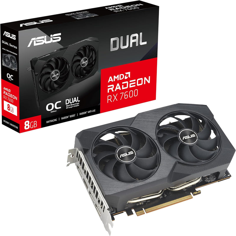 ASUS Dual Radeon RX 7600 V2 OC Edition 8GB GDDR6 Gaming Grafikkarte (AMD Radeon RX7600, PCIe 4.0, 1x