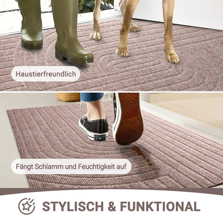 Fussmatte 40x60cm, rutschfeste Maschinenwaschbare Schmutzfangmatte, Teppich Wohnzimmer Innen und Aus