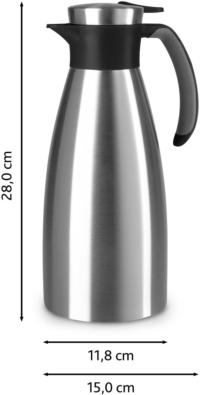 Emsa 514499 Isolierkanne |1,5 Liter | Quick Tip Verschluss, Soft Grip | Edelstahl | schwarz 1.5 L Sc