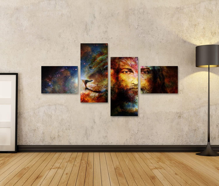 islandburner Bild auf Leinwand Jesus Mit Einem Löwen Religiös Bilder Wandbilder Poster Leinwand 150x