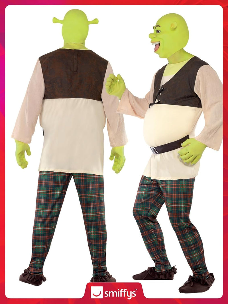 Smiffys Shrek Costume, Green with Top, Trousers, Hands & Mask, Officially Licensed Shrek Fancy Dress