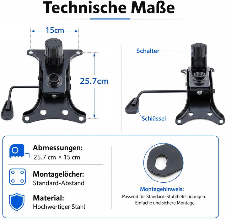 Metall Sitz Mechanik Bodenplatte Platte Sitzmechanik Wippfunktion HöHenverstellung FüR BüRostuhl Loc