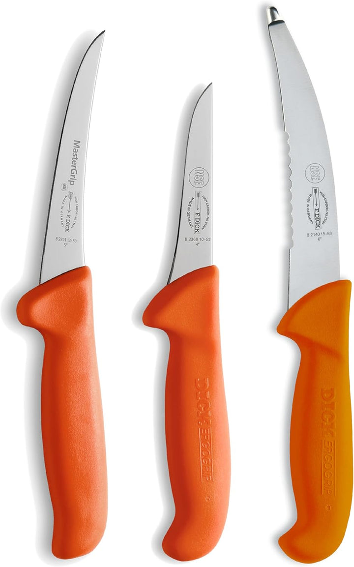 F. DICK Messer Set ErgoGrip 3-teilig „Jagd Outdoor“ (Aufbrechmesser 15 cm, Ausbeinmesser geschweift