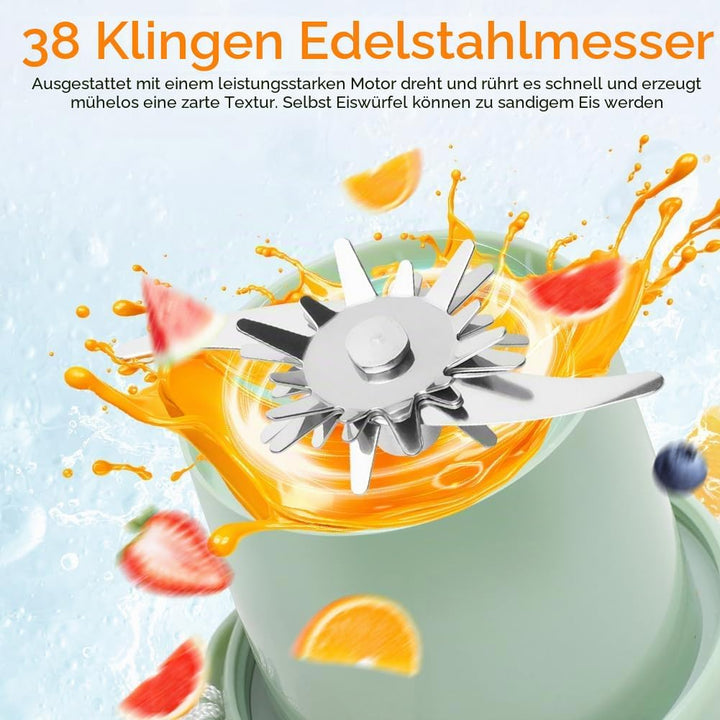 Tragbarer Mixer, Smoothie Maker To Go 1300 ml, Kabellos USB Wiederaufladbar Frischer Saft Standmixer