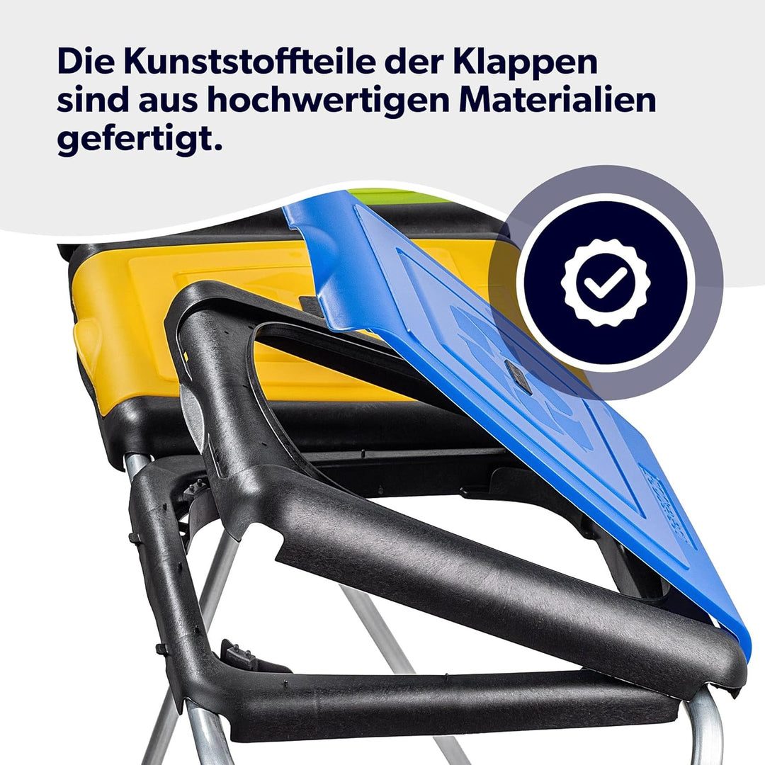 KADAX Ständer für Mülltrennung, stabiler Müllsackhalter mit Kunststoffdeckel, Müllsackständer, Abfal