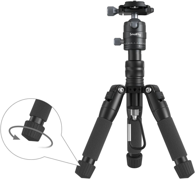 SMALLRIG Aluminium Mini Stativ Tripod 20"/52 cm Desktop Stativ mit 360° Kugelkopf, kompaktes Kamera