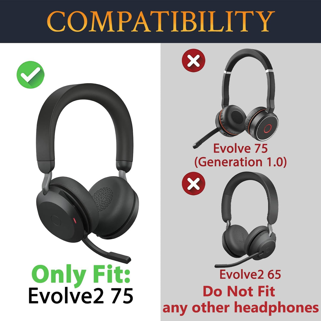 SOULWIT Kühlgel Ersatzpolster Ersatz Ohrpolster für Jabra Evolve2 75 PC Wireless Headset (passen Nic