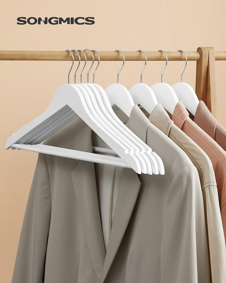 SONGMICS Kleiderbügel Holz, 30er Set, Bügel aus Massivholz, Einkerbungen im Schulterbereich, Rutschf