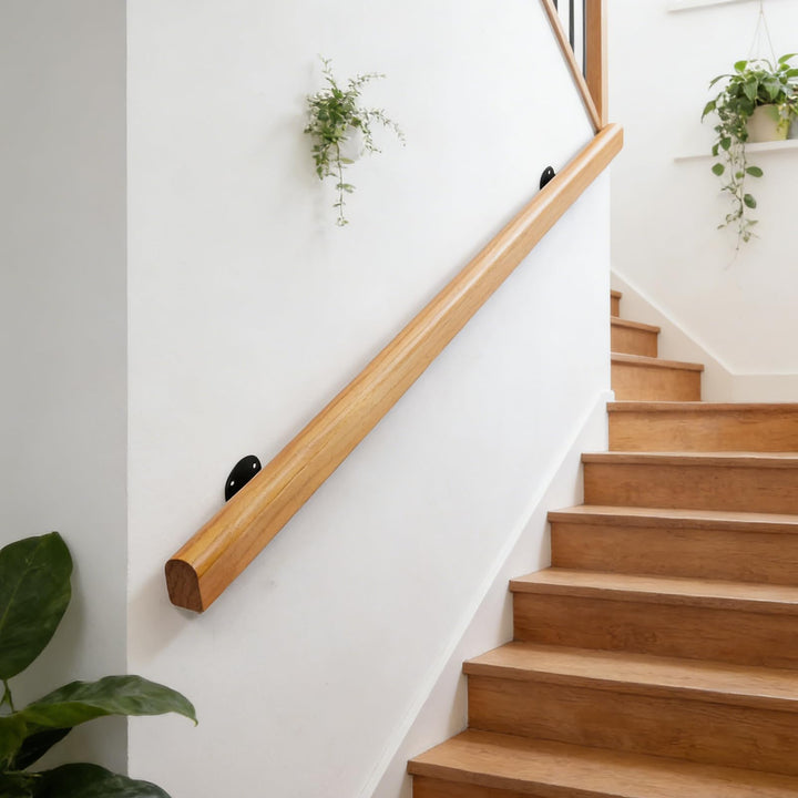 Handläufe für Treppen 30-600cm Holzhandlauf mit Halterungen, Rutschfeste Treppengeländer Stützstange