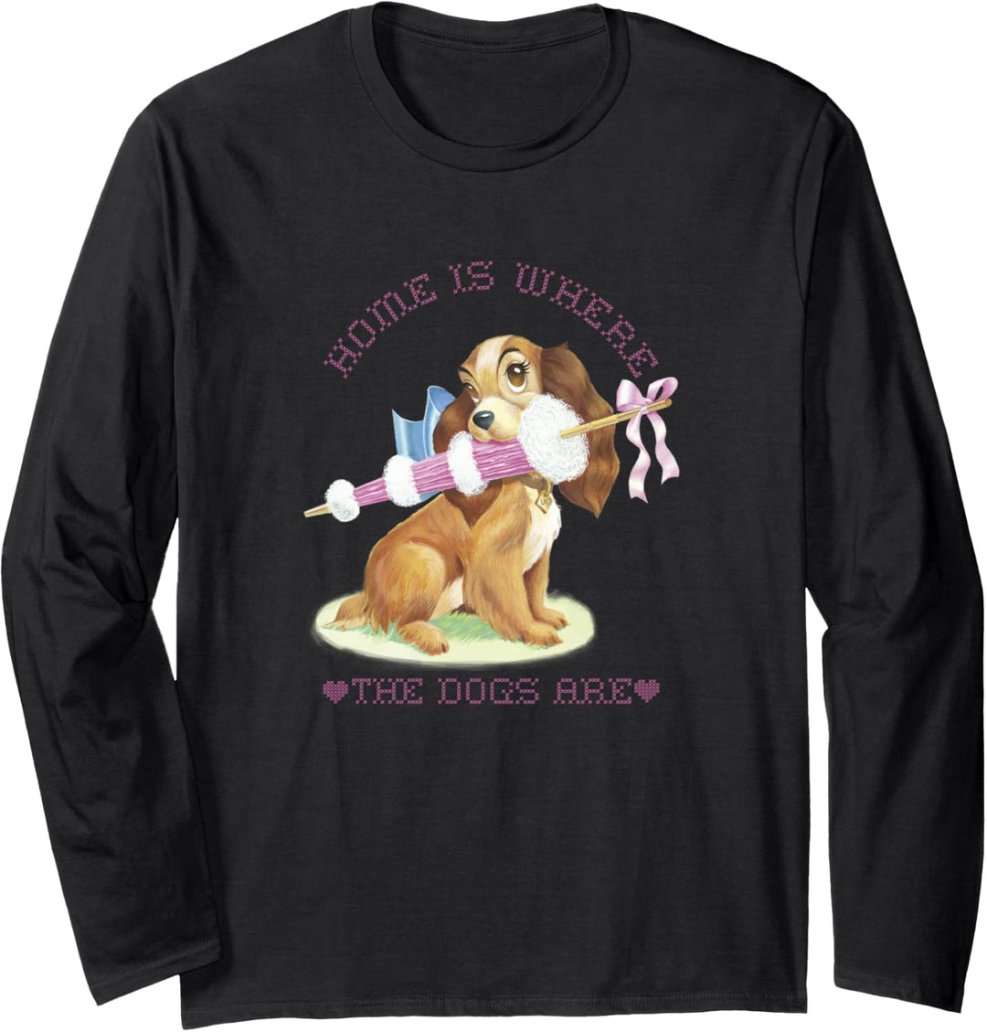 Disney Lady & The Tramp Home Is Where The Dogs Are Stitched Langarmshirt