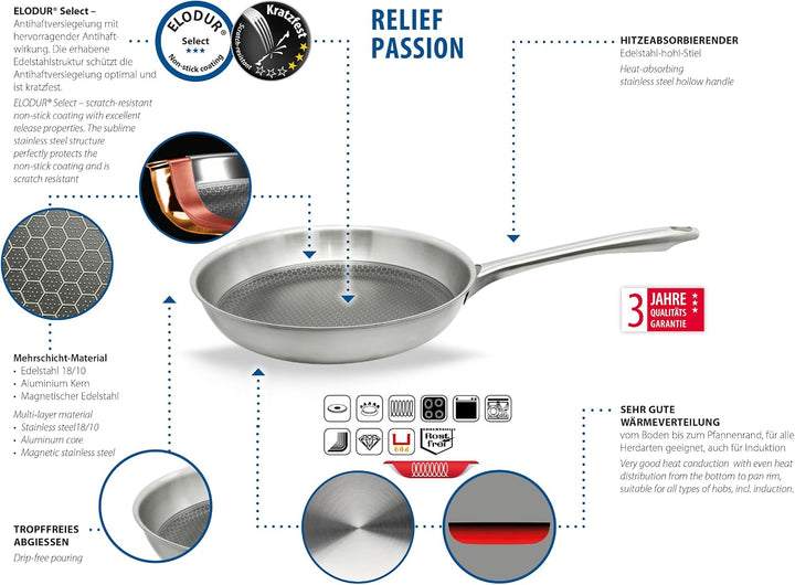 ELO Relief Passion Pfannenset 2-teilig, Edelstahl 18/10, ELODUR® Select Antihaftversiegelung, Relief
