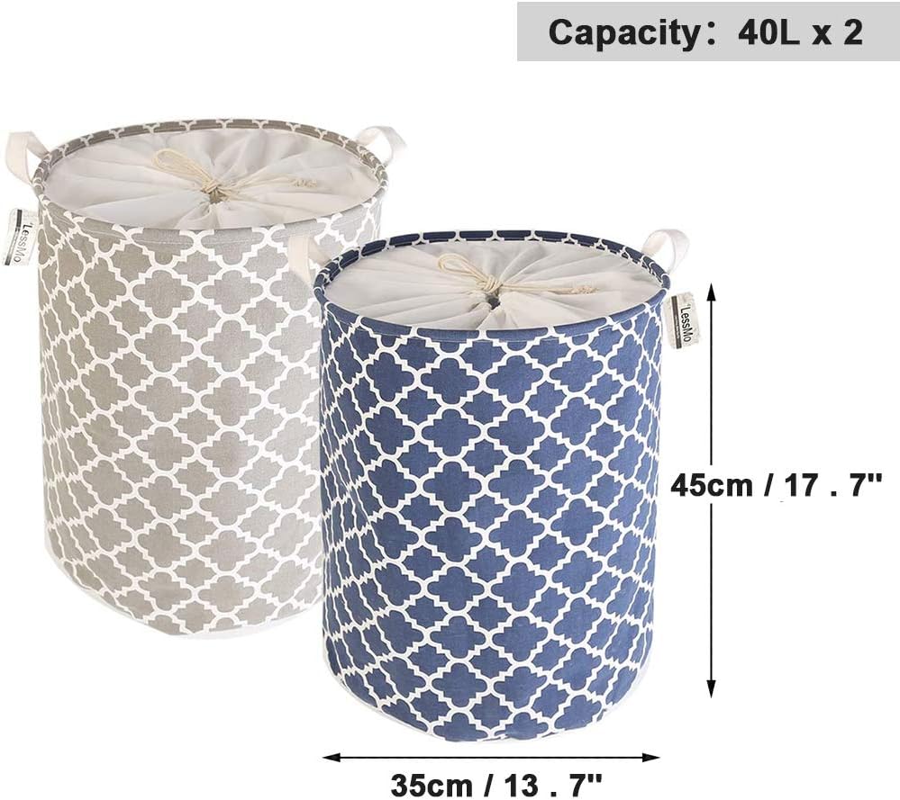 LessMo 2STK 17.7" Kordelzug Wäschekorb Lagerung Sorter, zusammenklappbare Pop-Up Wäschekörbe, Wasser