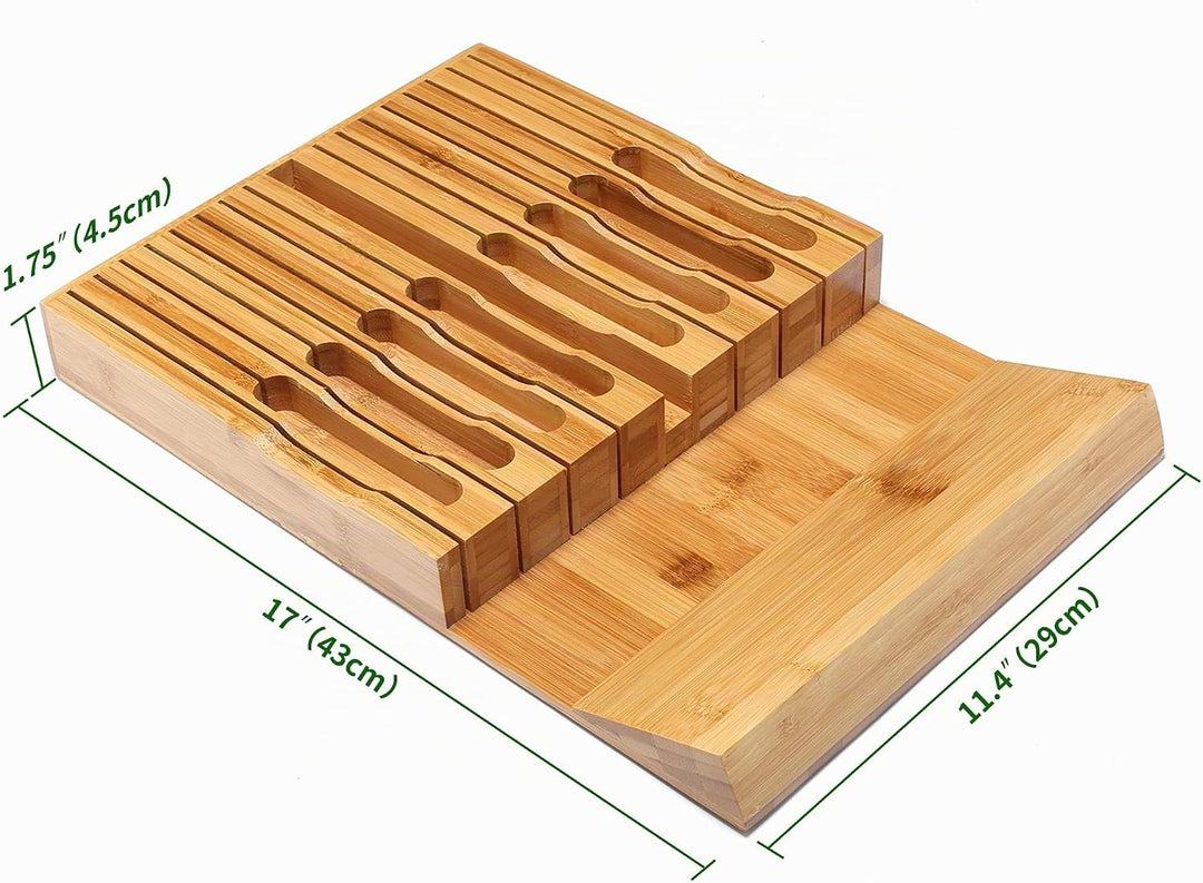 VaeFae In-Drawer Knife Block,Bambus Messer Schublade Organizer Insert, Küchenmesser-Schublade zur Au