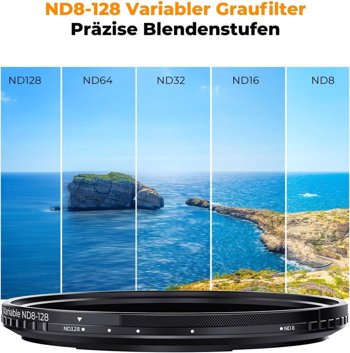 K&F CONCEPT ND Filter 77mm Magnetischer Variabler Graufilter ND8-128 (3-7 Stop) Neutral Graufilter m